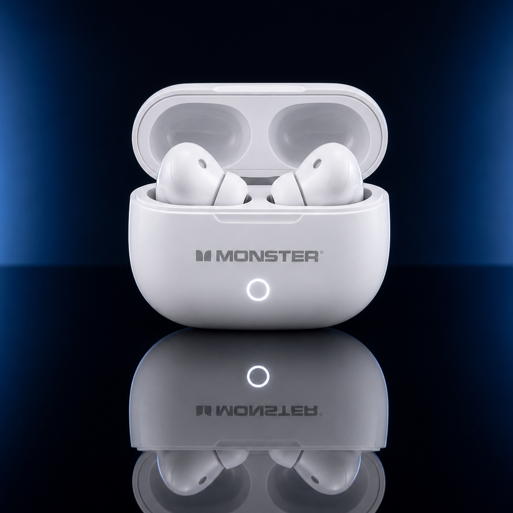 Monster Maxstar MQT53 White Gaming Earbuds, 19H Playtime