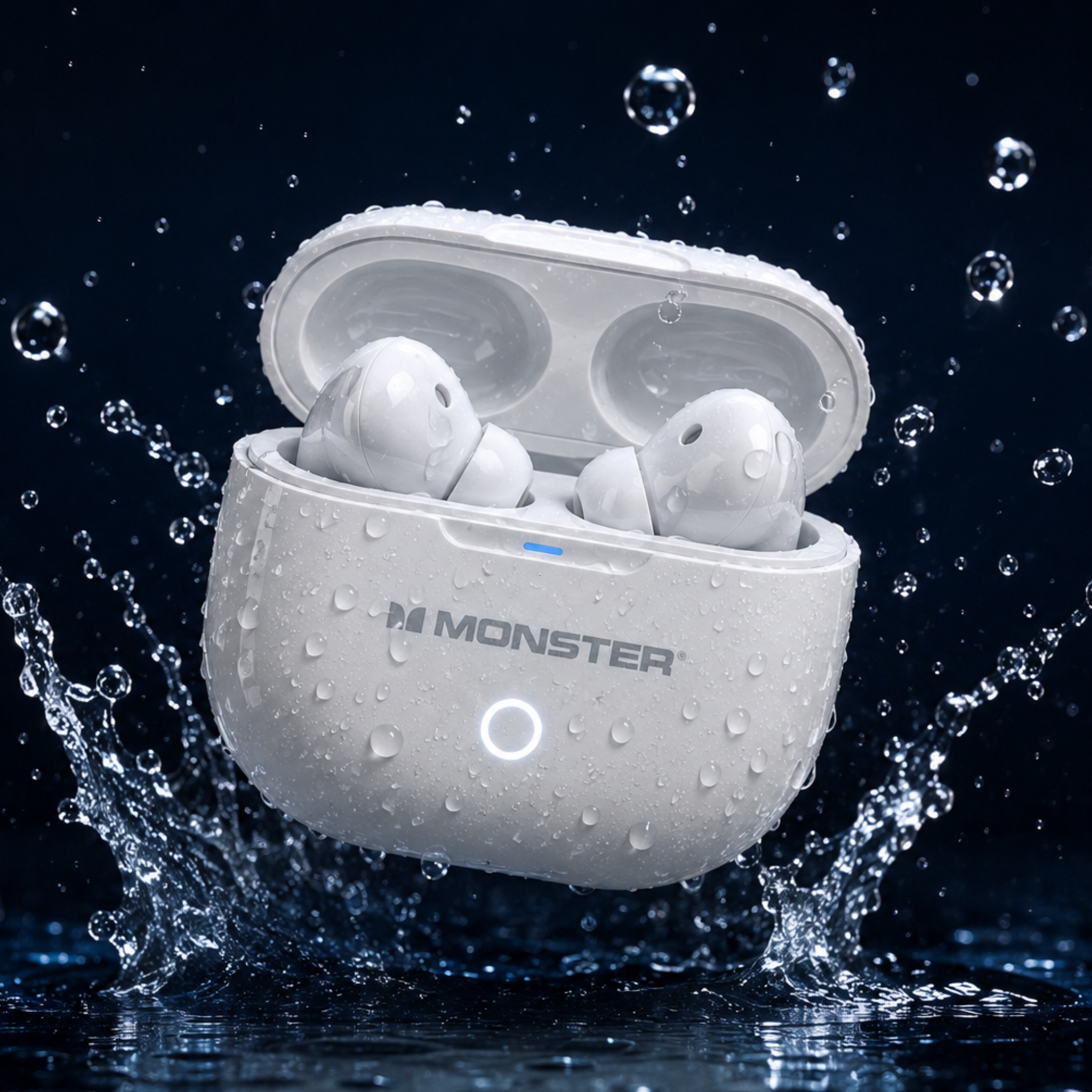 Monster Maxstar MQT53 White Gaming Earbuds, 19H Playtime